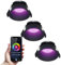 HOFTRONIC - Finn - 3er Smart Home LED Einbaustrahler Schwarz - Farbig RGBWW - WiFi + Bluetooth - 10 Watt 630 Lumen - IP44 Deckenstrahler für innen, außen, Badezimmer - Alexa, Google home, Siri