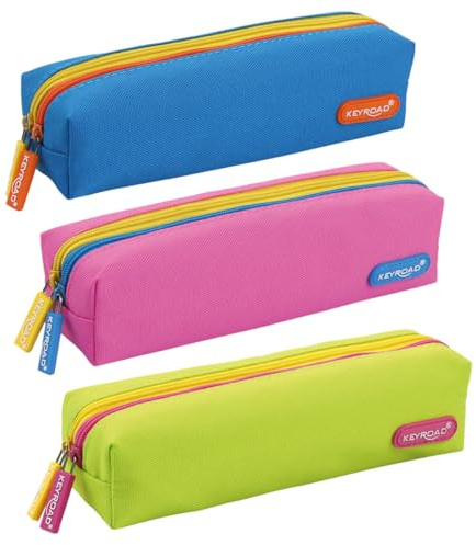KEYROAD Federmäppchen, Mäppchen mit 2 Taschen, Schulmäppchen 19,5x5x4,5 cm, Farbmix/ 1 Stück