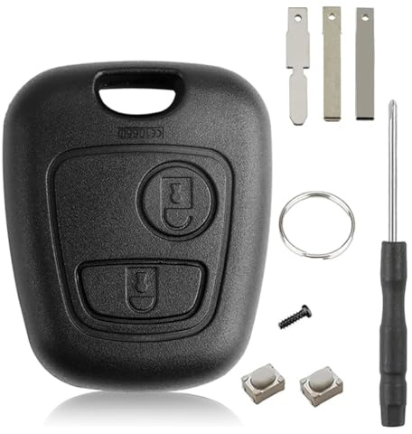 Chaexii Citroe-n C1 Key Fob Case Replacement for Citroe-n C2 C3 C5 Peugeot 107 207 307 Key Cover,for Toyota Aygo Key Case Accessories (NO Blade)with Keyring & Screwdriver