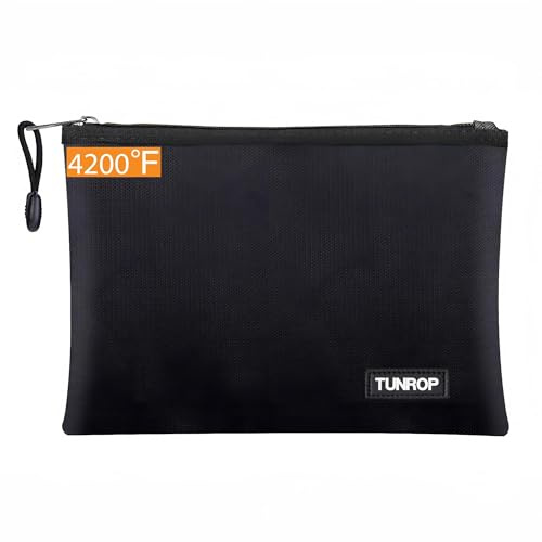 TUNROP Feuerfeste Wasserdicht Dokumententasche, 36x26cm | Feuerfest Geldtasche für Bargeld, Pässe, Zertifikate und Bankunterlagen, Ideal für zu Hause & Reisen