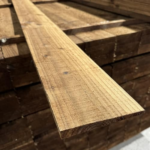 125mm wide Feather Edge Fence Cladding Board Pressure Treated Brown - Pack of 10 (Brown, 0.90m long)