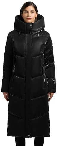 khujo Damen Wintermantel warmer Steppmantel lang aus angesagtem glänzendem Material Pulset Shiny XS-XXL