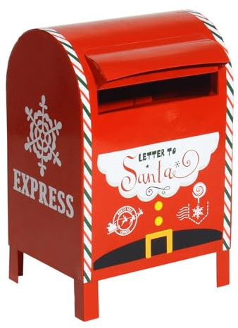 Milageto Buzón navideño con decoración para periódicos, buzón rojo para puerta de entrada, jardín, exterior, puerta de casa.