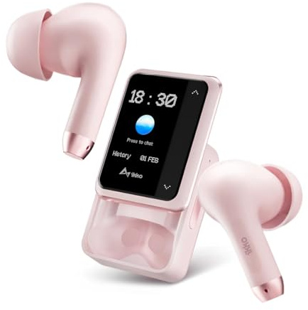 Wireless TWS AI Smart Ikko Active Buds: Kopfhörer mit Geräuschunterdrückung, Bluetooth-Verbindung, Sofortübersetzerfunktion, 4G SIM, WLAN, bis zu 30 Stunden Laufzeit, ChatGPT, AppSore PINK