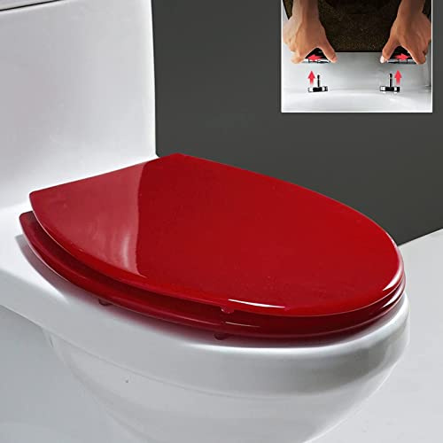 Toilet seat, Glitter Toilet Seat Soft Close with Quick Release and 360°Adjustable Hinges, Top-Fix Or Bottom-Fix Fittings, Oval,Orange(Red)