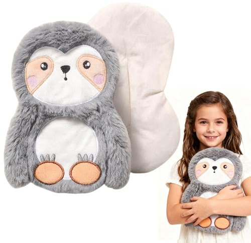 RNPKZ Wärmekissen Mikrowelle Tiere, 15x21 cm Wärmekissen Kinder, Wärmflasche für Mikrowelle, Tonpartikel WärmekissenBaby,Mini Wärmflasche Tier für Damen Kinder Zur Bauch Und Regelschmerzen (Faultier)