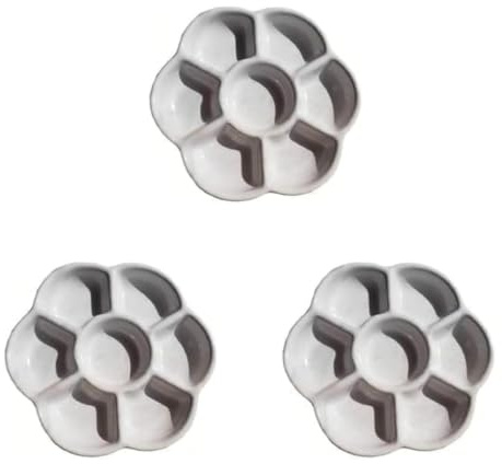 Lot de 3 palettes aquarelles blanches en céramique lavable en porcelaine pour artistes, palettes aquarelles et gobelets de palette