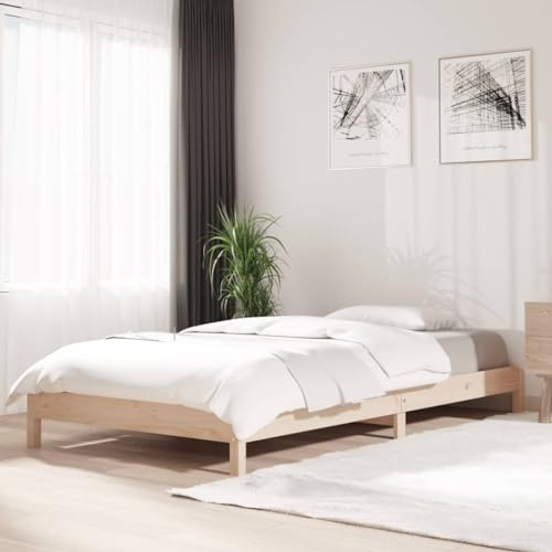 Kaloriko Stapelbett 100x200 cm Massivholz Kiefer, Robustes Bettgestell stapelbar, Naturholz für Schlafzimmer, platzsparendes Design, langlebige Möbel