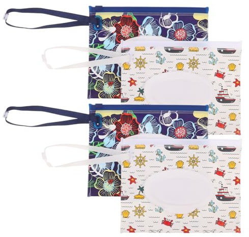FUNNETOYU Reisebeutel Für Feuchttücher Feuchttücherbeutel Für Babys | Eva Material, Mehrfarbig, 18.00 X 14.00 X 1.00 cm, 4 X Feuchttücherbeutel
