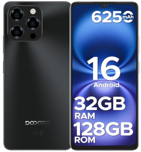 DOOGEESmart Note 58 Smartphone Android 15, 32(8+24) GB+128GB/2TB TF Cellulare, 6.75 HD+ 90Hz Schermo,6250mAh, 16MP+8MP Telefono Cellulare, 4G Dual SIM/Octa Core/Widevine L1/NFC/OTG/Face ID/GPS, Nero