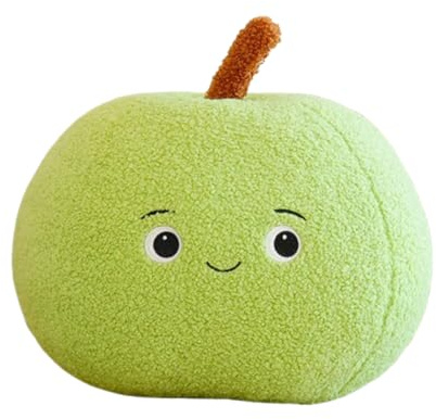 AMOSIJOY Apfel Essen Plüschtiere für Kinder, weiche niedliche Kuscheltier für Baby Mädchen und Jungen, Flauschige Apfel Essen Rot (35 * 25cm,Grün)