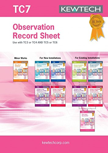Kewtech TC7 Observation Record Sheet, 40 Pages