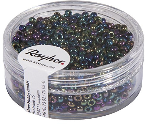 RAYHER HOBBY Rayher 1406201 Rocailles, 2 mm ø, opak gelüstert, schwarz