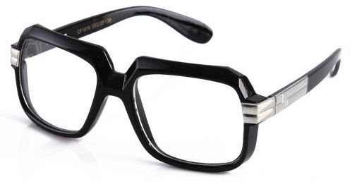 Newbee Fashion Clear Lens Unisex-Adult 80old Schule Rapper Hip-Hop-DJ-Brille Schwarz/Silber