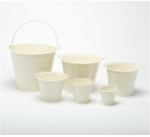 Pack of 10 Cream 7cm (2.8) High Metal Buckets - Pots - Planters for Sweet Tree Kits, Plants, Favours, Storage (W0002)