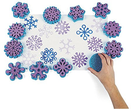 cama24com Kinderstempel XXL Schneekristalle Eiskristalle Weihnachten 12 verschiedenen Motiven mit Palandi® Sticker