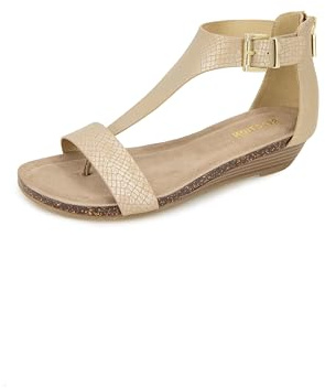 Kenneth Cole REACTION Women's Great Gal T-Strap Wedge Sandal, Soft Gold, 9 M US