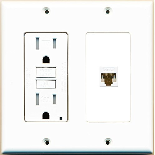 RiteAV Wandplatte (2-fach, 15 A, GFCI, Cat6, Weiß