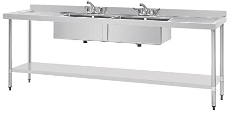 Vogue U910 Doppel-Waschbecken Einheit und Abtropfgestell, 2400 mm