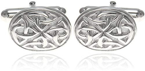 Alexander Castle 925 Sterling Silber Celtic Manschettenknöpfe für Männer – Ovale 17mm x 12mm Celtic Trinity Manschettenknöpfe mit Schmuck-Geschenkbox