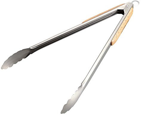 Captain Stag UG-3228 Wood Grip Tongs for Barbecues, 13.8 inches (35 cm)