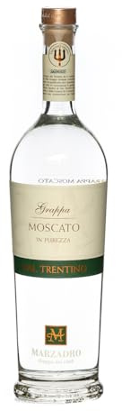 Marzadro Grappa Moscato Trentino 0,7 L - Aromatische Eleganz | Aus 100% Moscato-Trauben, traditionell in Kupferkesseln destilliert seit 1949