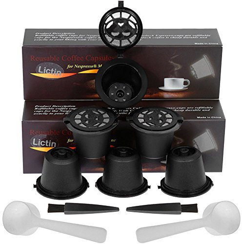 Lictin 6Pcs Cápsulas Filtros de Café Recargable Reutilizable