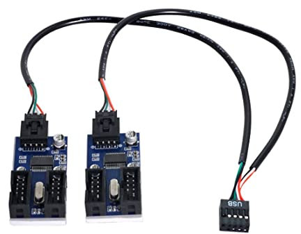 CY 9pin USB 2.0 header 1 a 2/4 connettore femmina cavo prolunga Hub adattatore porta Multilier 30 cm nero