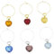 Glass Of Venice Juego de 6 Colgantes para Copas de Vino con corazón de Cristal de Murano