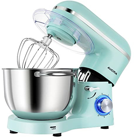 Aucma Stand Mixer 6.5L 660W 6-Speed Tilt Head Food Blender Electric Kitchen Mixer with Dough Hook, Whisk and Beater (6.5L, Blue)