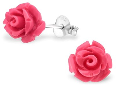 Monkimau Mädchen Ohrringe Rose Ohrstecker aus 925 Sterling Silver echt Silber mit Synthetischer Rosenblüte