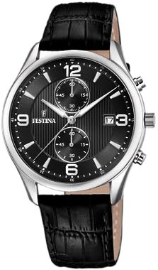 Festina Herren Chronograph Quarz Uhr mit Leder Armband F6855/8
