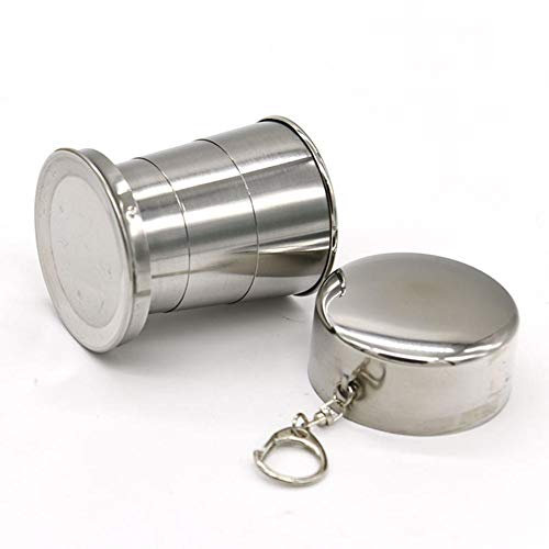 xtsfx Tazza Pieghevole in Acciaio Inox, per Esterni, telescopica, Pieghevole e Retrattile, per Viaggi, Campeggio, Escursionismo, 150ml