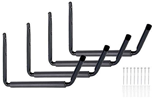 4 ganci grandi e resistenti per kayak, con braccio jumbo, montaggio a parete, per garage, canoa, sedia, tavola da surf, scaletta da giardino, tubo da giardino
