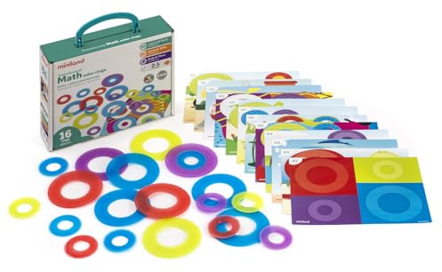 Miniland Translucent Math Color Rings, Logikspiel mit durchsichtigen Ringen für den Leuchttisch