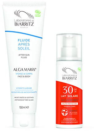 Sonnenschutz Set von Alga Maris | Sonnenmilch LSF30 100ml und Alga Maris After Sun Fluid | BIO zertifizierte Naturkosmetik mit Sofortschutz und ohne Weißeleffekt