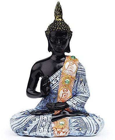 Statue de Bouddha VOANZO, décoration d’intérieur de Paix et d’Harmonie.résine Noire