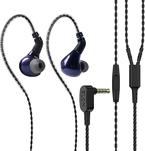 BLON BL03 In-Ear-Kopfhörer, 10 mm Carbonmembran, dynamisches Laufwerk, In-Ear-Kopfhörer, Metallgehäuse, Bass, HiFi, DJ, mit 2-poligem abnehmbarem Kabel mit Mikrofon, Kopfhörer (mit Mikrofon, Violett)