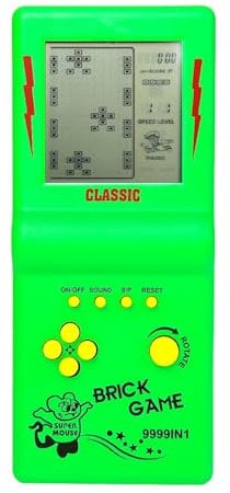 CZT Nouvelle Console de Jeu en Brique Grand écran Puzzle Nostalgique Classique Intégré 23 Jeux Vitesse/Difficulté Réglable Alimenté par 2 Piles AA (Non incluses) Meilleur Cadeau (Vert)
