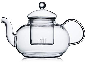 CnGlass Teekanne Glas mit Siebeinsatz, Klare Glasteekanne Herdplattensicher 1200ml/40,6oz, Lose Blatt und Blühender Teebereiter