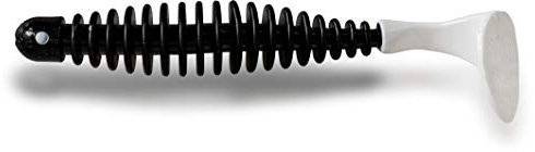 Rhino Premium Salty Paddler Gummfisch mit Lamellen Meeres Angelköder Angel Zubehör aus Eco Friendly Material, schwarz/weiß, 12 cm