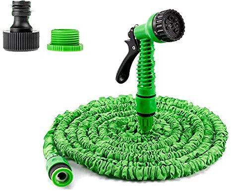 Water Hose Pipe 75FT 7 Function Spray Nozzle,with 3/4,1/2 Fittings,for Watering and Washing
