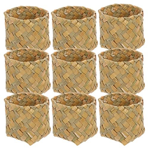 DOITOOL Mini Wicker Basket: 10pcs Round Natural Straw Miniature Flower Baskets for Wedding, Party Favors, Picnic, Dollhouse Decorations