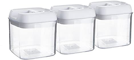 Argon Table Food Storage Containers with Airtight Flip Lock Lids - 500ml - White - 3 Pack - Plastic Kitchen Storage Tupperware Pantry Food Organiser for Cereal, Oats, Sugar, Coffee, Biscuits, Tea