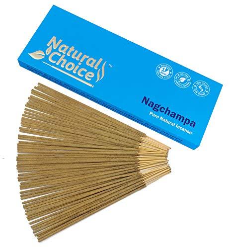Natural Choice Nagchampa Incense Sticks 100 Grams, Low Smoke Traditional Incense Sticks Made from Scratch, Never Dipped