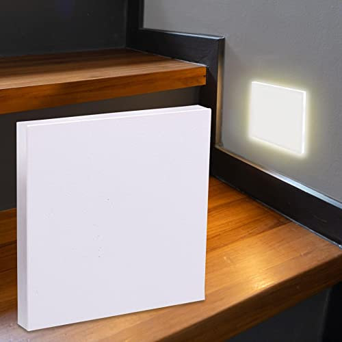 LongLife LED Treppenlicht 230V Stufenbeleuchtung eckig weiß - Unterteil Lichtfarbe: Neutralweiß 4000K 1,5W Treppenbeleuchtung Stufenleuchte Wandeinbauleuchte Wandleuchte