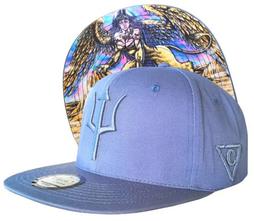Capiche [99+ VARIATIONEN] Snapback Cap - Kappe - Baseball - Mütze - Herren - Hellblau - Griechisches mythologisches Wesen - Löwe - Flügel - [Ancient Greek] Sphinx
