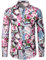 LucMatton Chemise boutonnée à manches longues en lin pour homme Motif traditionnel africain, rose 1, 3XL