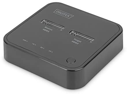DIGITUS Duale M.2 NVMe SSD-Dockingstation - USB Typ-C 3.1 - M.2-Modultyp 22110, 2280, 2260, 2242 - M/B+M-Key - Offline Klonfunktion - 10 Gbit/s - bis zu 4 TB - Schwarz