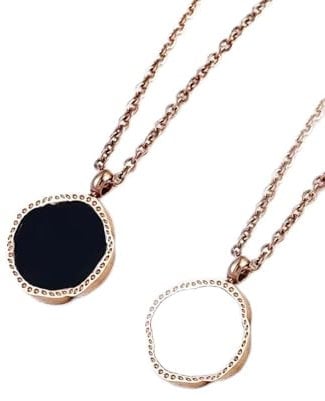 TOFBS Vierblättriges Kleeblatt Schmuckset für Damen und Mädchen 18K Roségold Plattiert Edelstahl Zweiseitig Weiß Schwarz Anhänger Halskette Ohrstecker Armband Emaille Schmuck Set (Weiß)